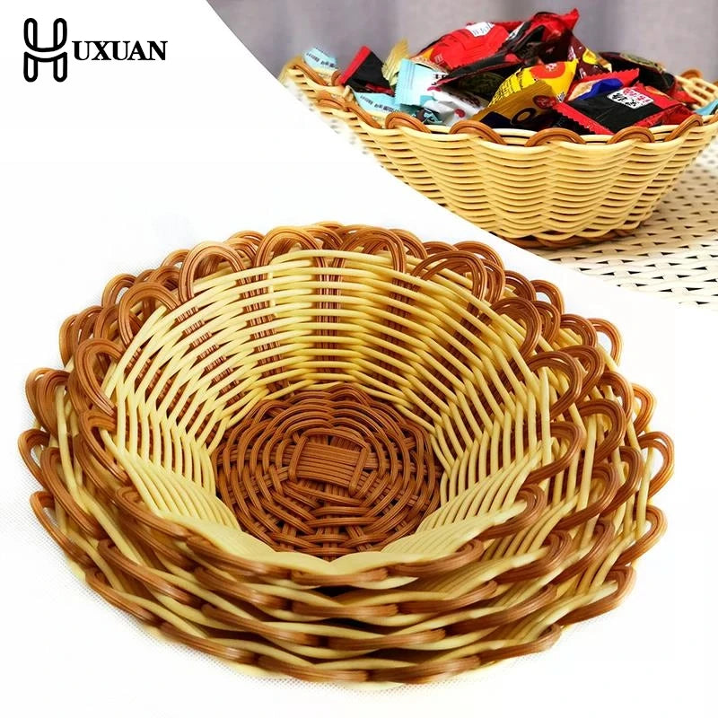 panier tressé rotin beige rustique support rangement fruits secs salon