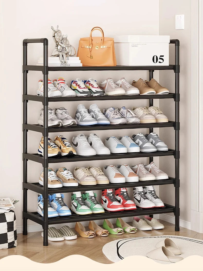 étagère chaussures noire moderne multi niveaux grande capacité chambre entrée garage salon