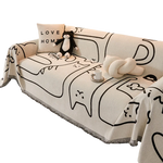 housses canapé chenille dessins animaux beige noir moderne lavable printemps été