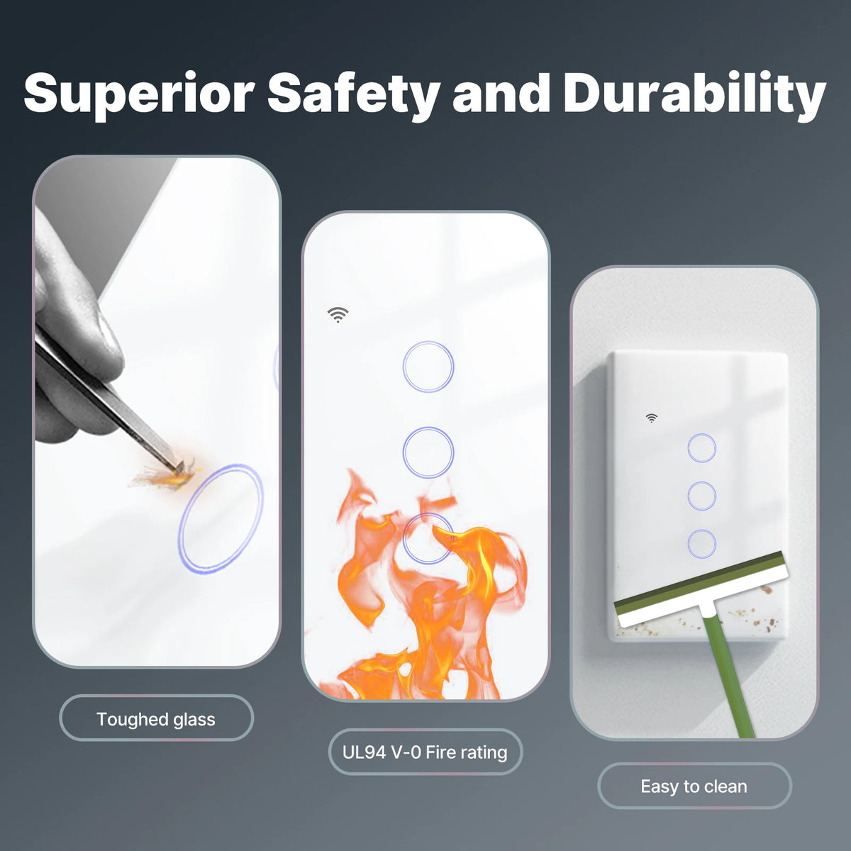interrupteur intelligent lumière blanc mat moderne wi fi alexa google controle tactile sans fil