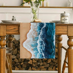 table chevet plage ondes mer sable moderne bleu beige blanc