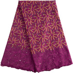 tissu africain brodé fleurs feuilles orange vert bleu rose traditionnel dentelle rhinstones soirée
