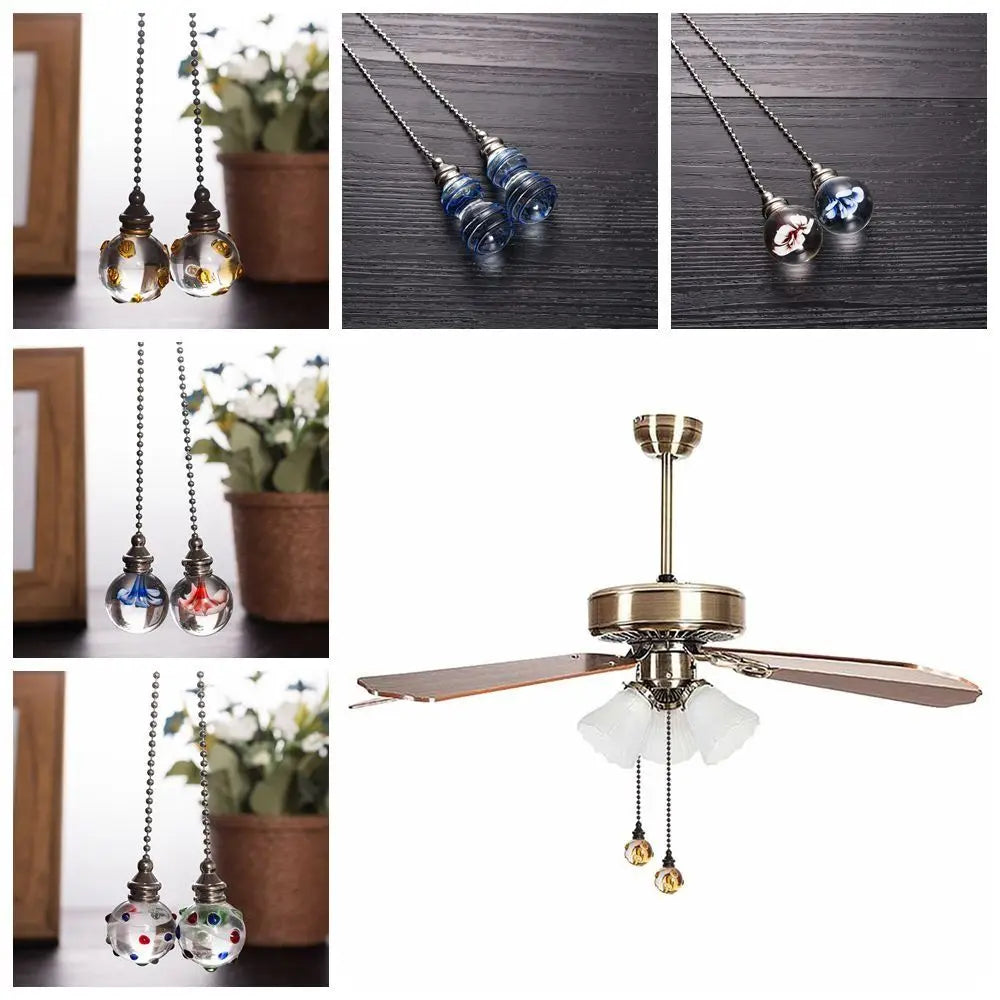 suspension transparentes motifs internes modernes ventilateur lustre cristal chaînes élégantes intérieurs colorés bleu rouge