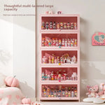 meuble rangement moderne portes transparent rose clair bambou 80cm large