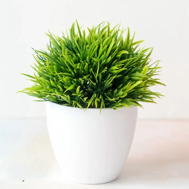 plante artificielle bonsaï miniature pot blanc décoration intérieur jardin maison vert