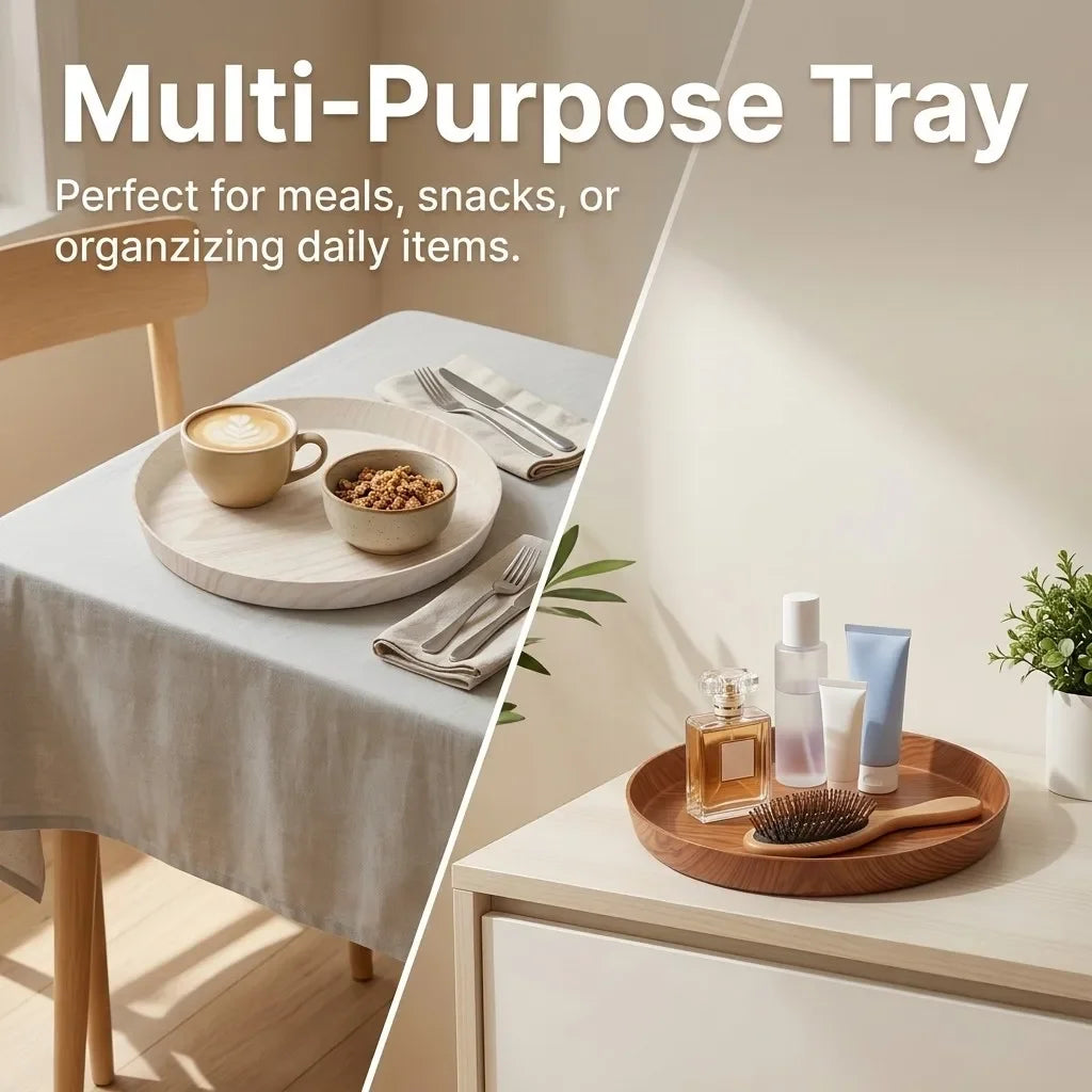 plateau rangement plastique moderne plateau circulaire naturel bol tasse céréales pain minimaliste