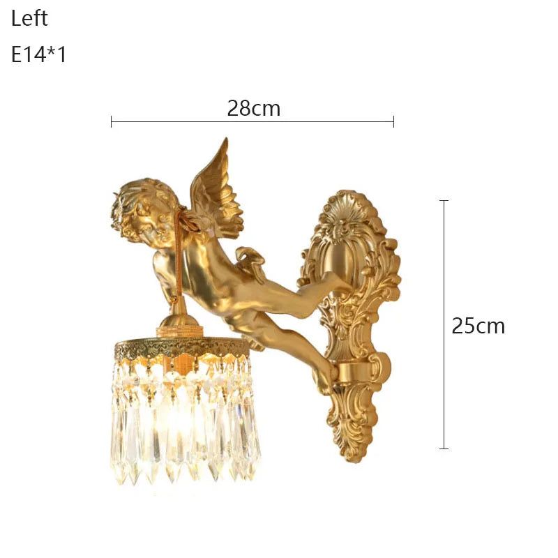 applique murale classique ange cristal doré éclairage led cuisine salle manger fixée mur