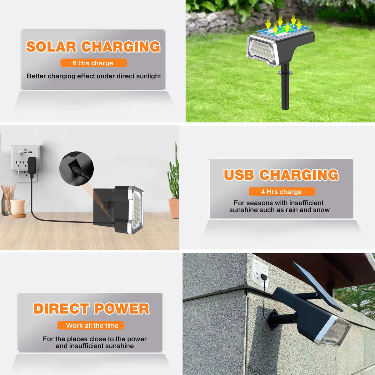 lampe solaire réglable moderne noire argentée extérieure jardin allée