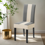 housse chaise moderne rayées géométriques gris beige élasthanne polyester salon chambre
