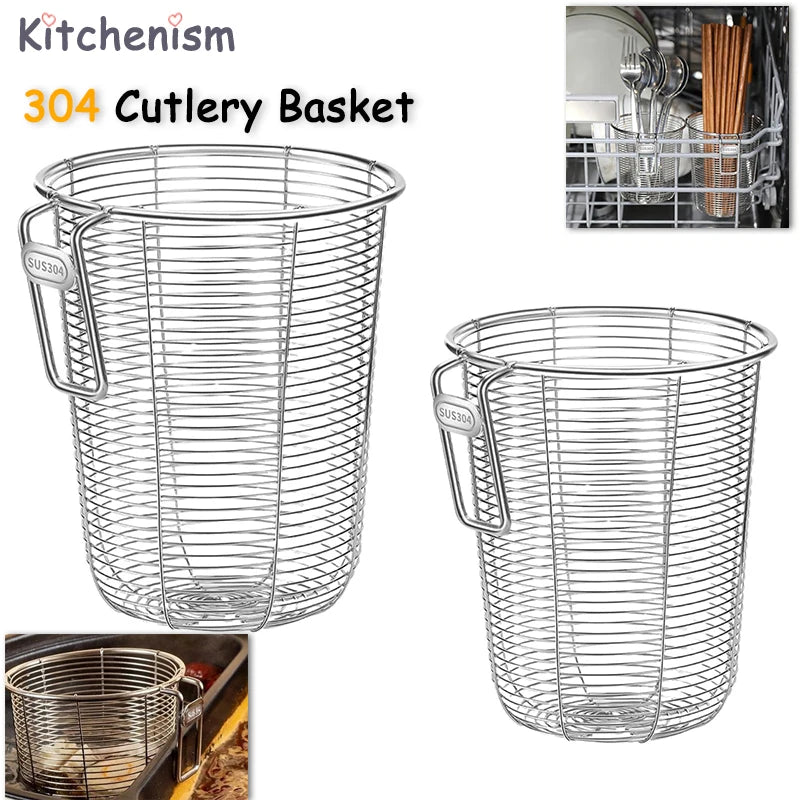 panier acier inoxydable argenté couverts baguettes drainage rapide moderne minimaliste compatible lave vaisselle