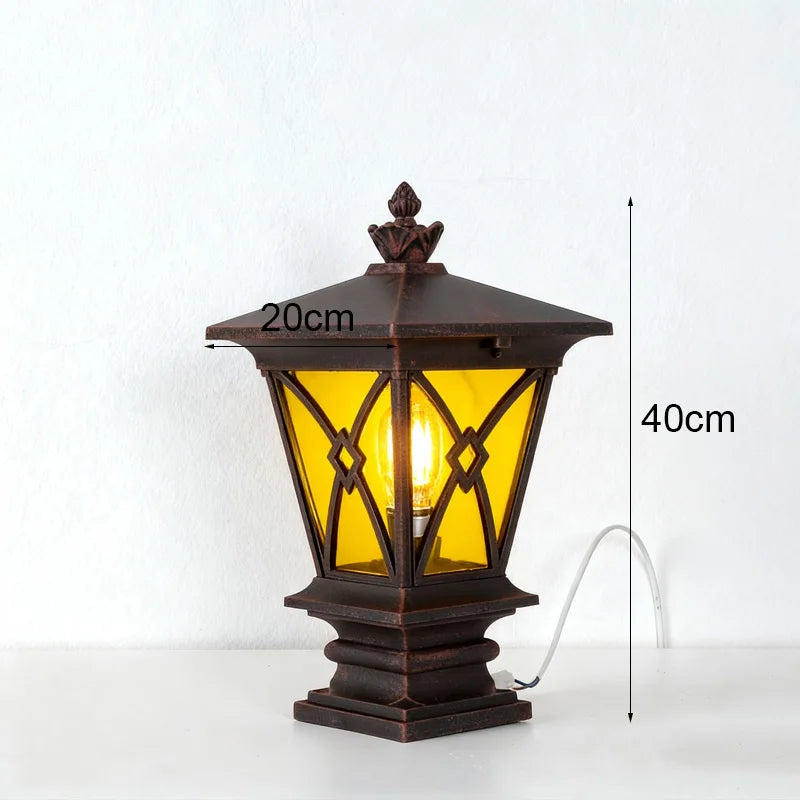 lampe table classique marron foncé jaune motif géométrique transparent ip55 led aluminium