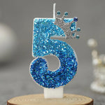 bougies chiffre pailletées bleu clair bleu foncé anniversaire décoration festive números personnalisables
