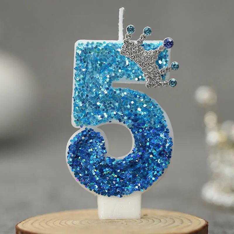 bougies chiffre pailletées bleu clair bleu foncé anniversaire décoration festive números personnalisables
