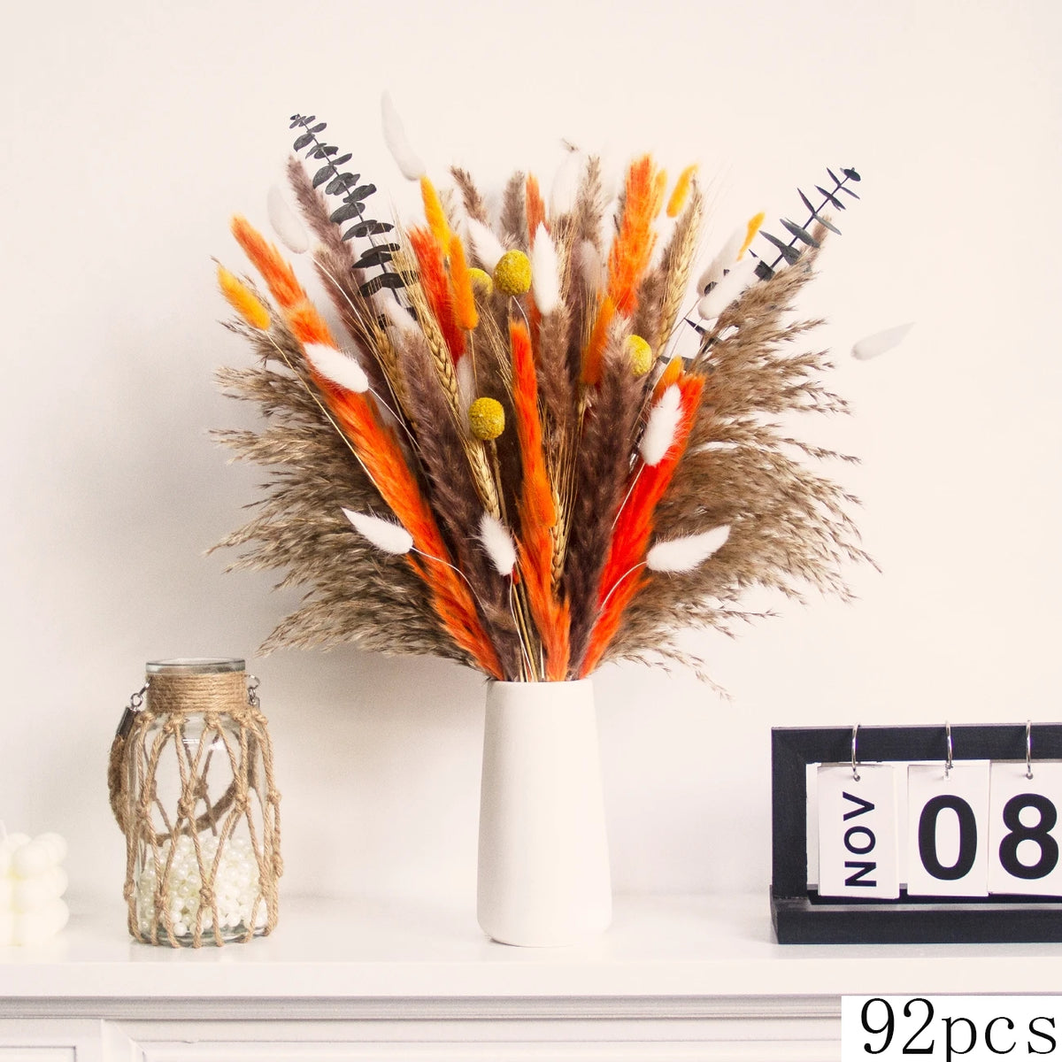bouquet fleurs séchées orange marron naturel décoration maison anniversaire mariage rustic vintage