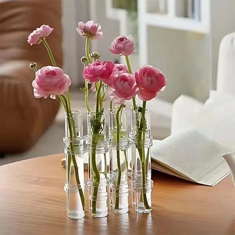 vases verre transparents modernes fleurs décoration intérieure pièces suspension