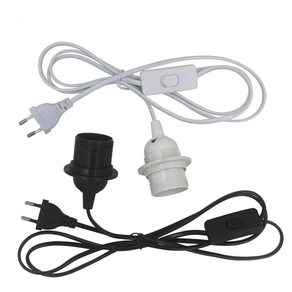 support lampe interrupteur 303 e27 câble 1.8m moderne vis blanc noir