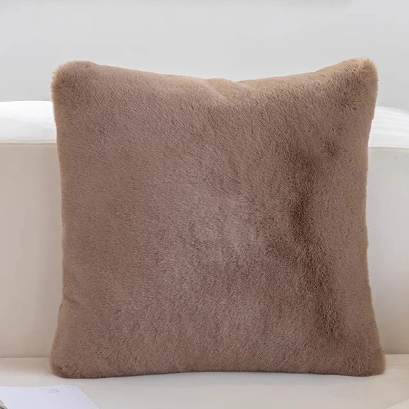 taies oreiller 45x45cm doublure pelucheuse motif flocon couleur neutre lit décoration voiture
