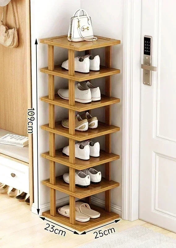 étagère chaussures bois naturel moderne étages rangement porte maison