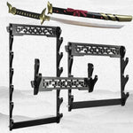 présentoir épées katana bois murales niveaux display sabres samouraï classic