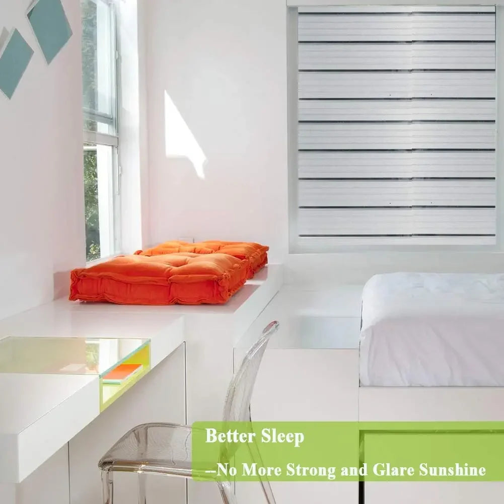 voile rayures horizontales gris clair adhésif isolation thermique protection uv moderne non transparent autoadhésif
