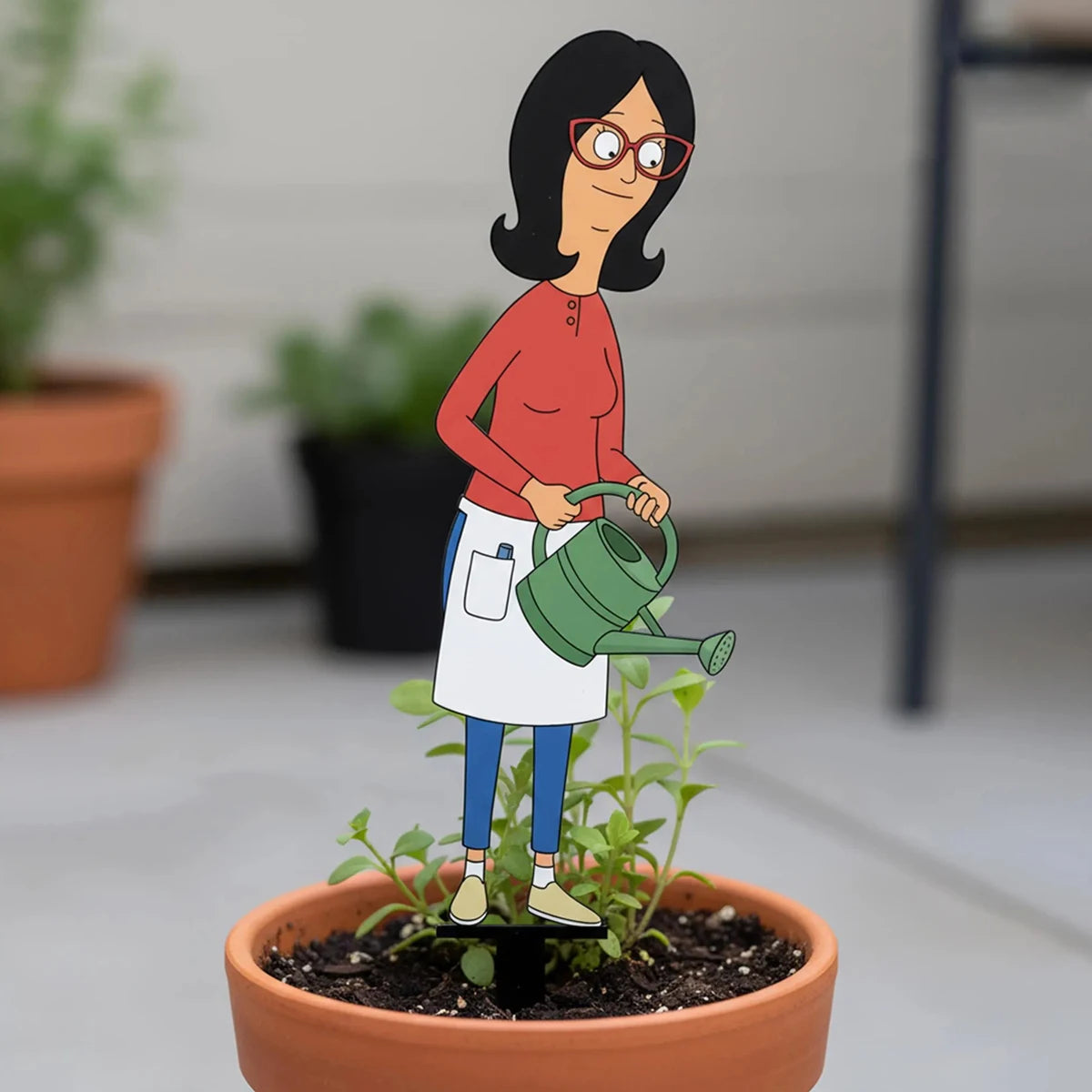 figurines jardiniers extérieures scies pelles gants chapeaux rose bleu vert cartoon decoration pot plantes