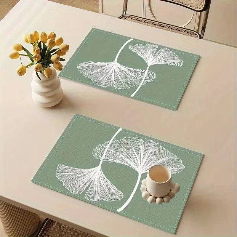 tapis table moderne carrés noirs blancs motifs floraux assiettes cuillères fourchettes 32x42cm respectueux environnement