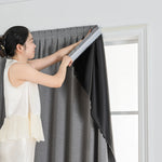 rideau gris moderne uni polyester opaque fixations salon chambre coucher isolation uv