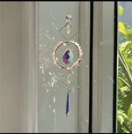suspension décorative cristal transparent vert violet doré cristaux artisanale élégante jardin intérieur