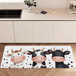 tapis sol vaches animées cartoon moderne polypropylène polyester blanc orange gris