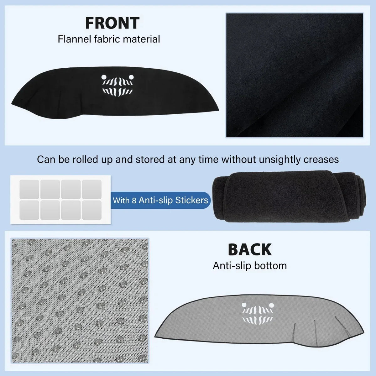 tapis tableau bord noir imprimé zèbre adhésif antidérapant moderne protection solaire