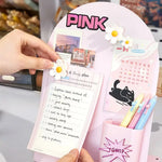 tableau magnétique floral violet rose noir blanc moderne minimaliste adhésif autocollants stylos calendrier