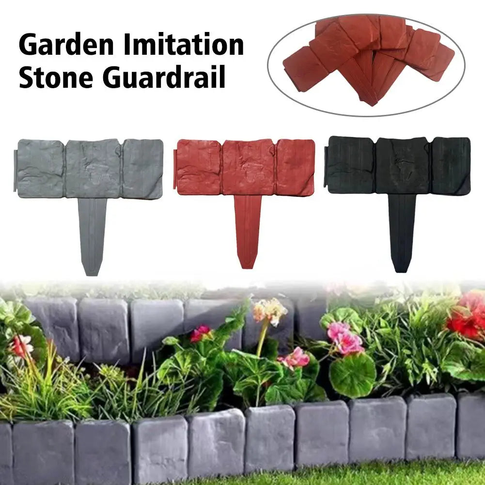 piquets support plantes imitation pierre bordure decorative jardin rustique gris rouge noir texturée assemblee