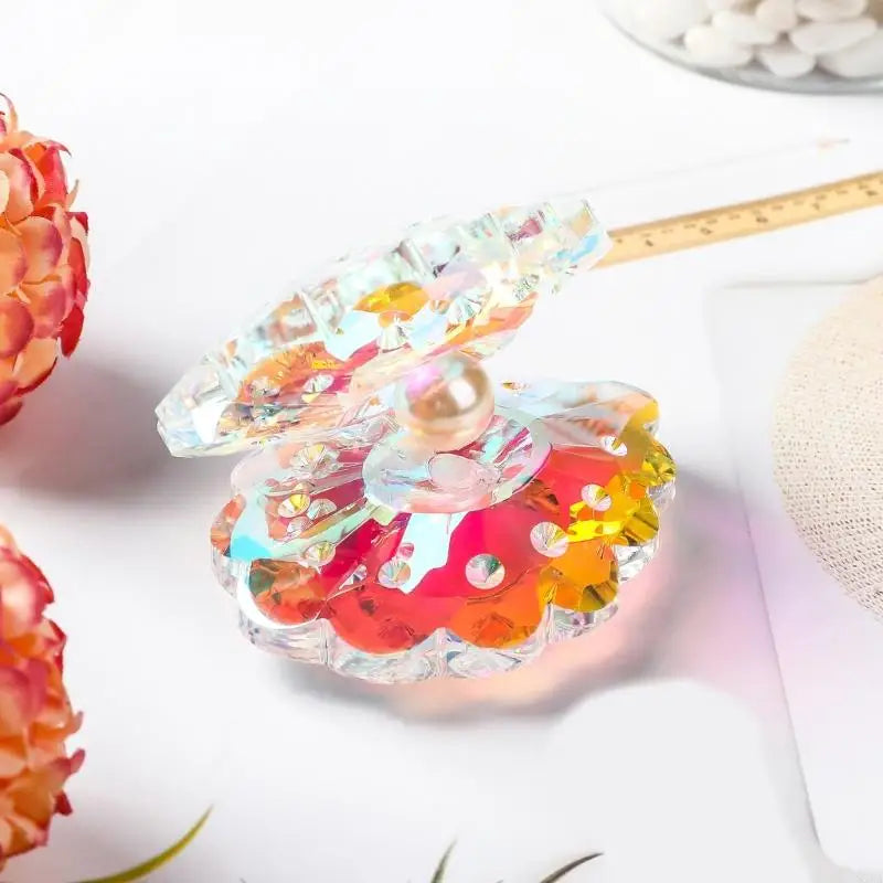 boîte bijoux transparente multicolore imprimée coquillages artisanale décoration
