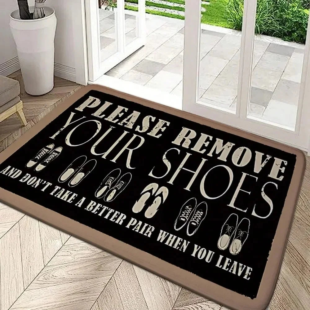 tapis d'entrée moderne noir blanc retirer chaussures antidérapant extérieur porte bain