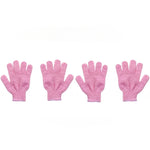 gants bain exfoliants doux microfibre violet rose jaune bleu vert