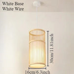 suspension lumineuse bambou rayures horizontales moderne oriental marron clair beige