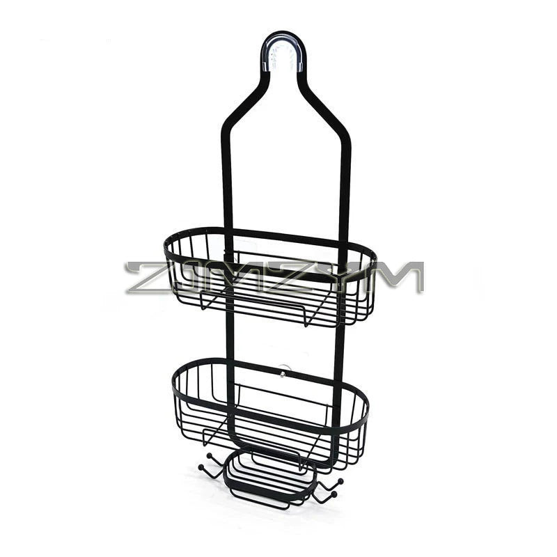 étagère douche trois niveaux noir contemporain clips métal réutilisable sans perçage