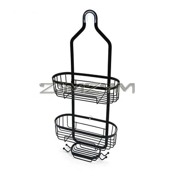 étagère douche trois niveaux noir contemporain clips métal réutilisable sans perçage