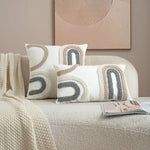 coussin géométrique moderne polyester gris beige amovible lavable contemporain decoration interieur tufter boheme