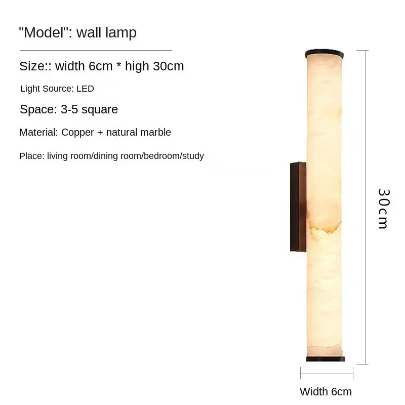 applique murale moderne marbre naturel cuivre lampe led salon chambre coucher décoration luxe