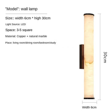 applique murale moderne marbre naturel cuivre lampe led salon chambre coucher décoration luxe
