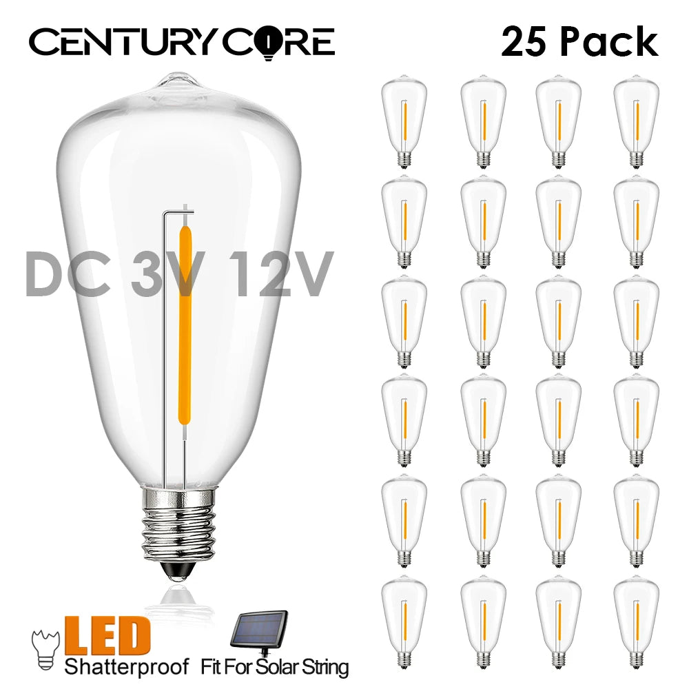 ampoule led filamente doré transparente vintage e12 25000h 249lm 360° 1w 12v