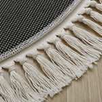 tapis rond moderne vert clair texture douce franges blanches salon chambre bébé