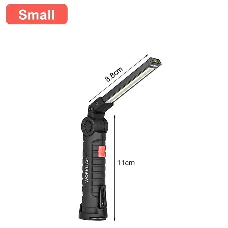 lampe torche rechargeable aimantée port usb type led camping noir.texture anti dérapante.mode faible haute