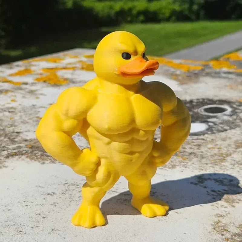 statue canard musclé jaune orange 3d humoristique décoration intérieure extérieure carnaval anniversaire noël