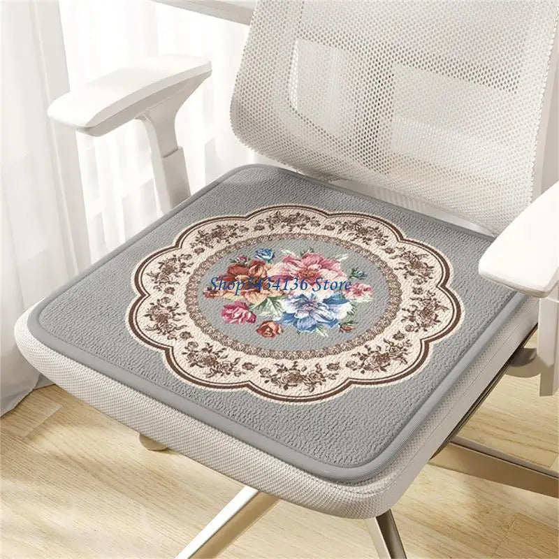 coussin chaise classique fleur brodé beige gris rouge anti décubitus mousse pu tissu éponge