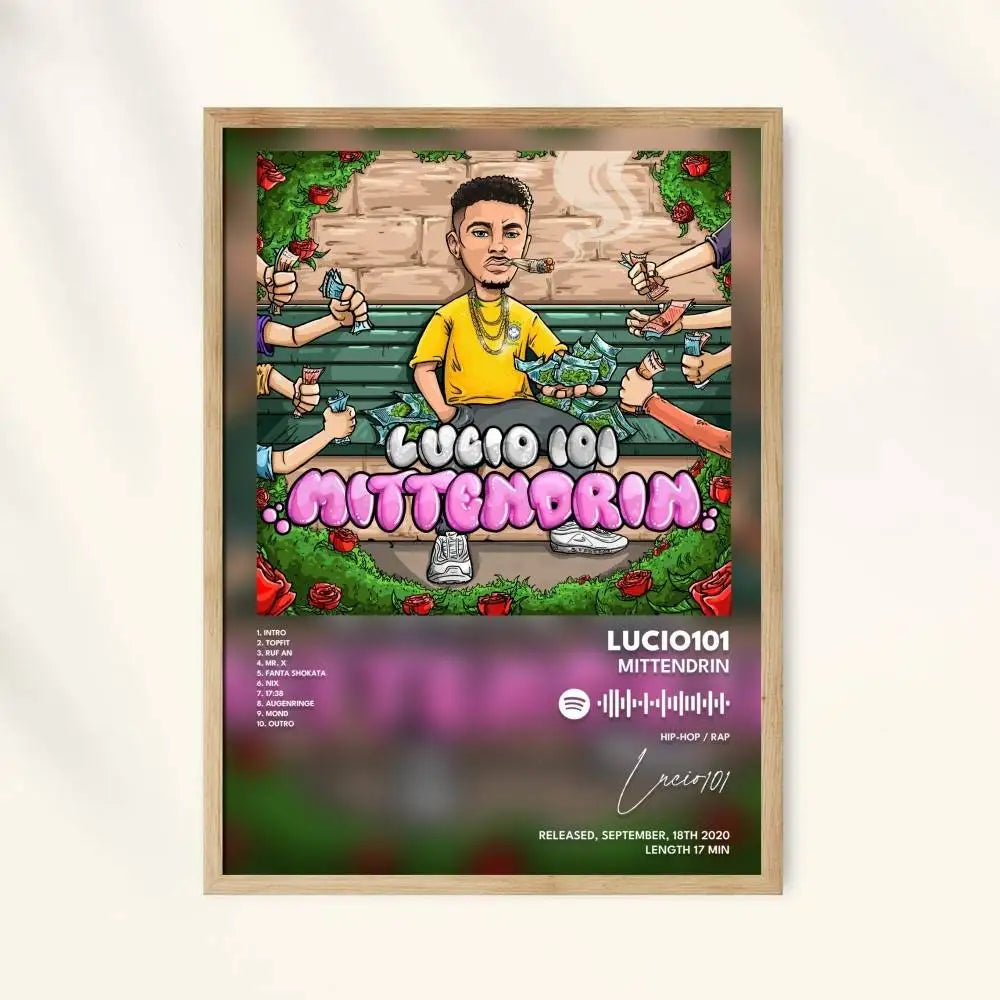 affiche autoadhésive papier moderne personnages mains objets textes stylisés couleurs vives verte rose jaune