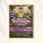 affiche autoadhésive papier moderne personnages mains objets textes stylisés couleurs vives verte rose jaune
