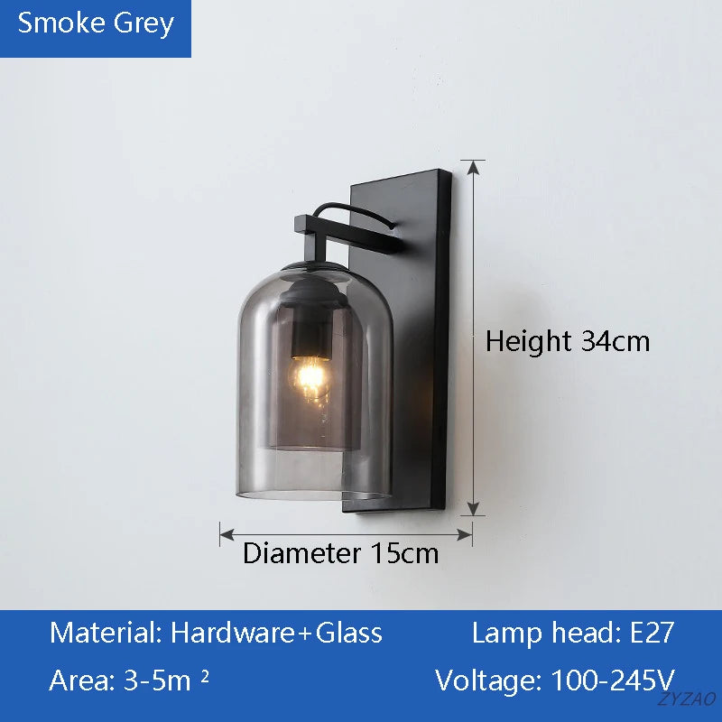 lampes murales modernes transparentes base métallique noir doré led filament