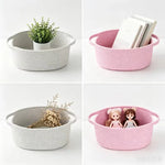 paniers rangement tressés coton scandinave blanc rose minimaliste multifonctionnels